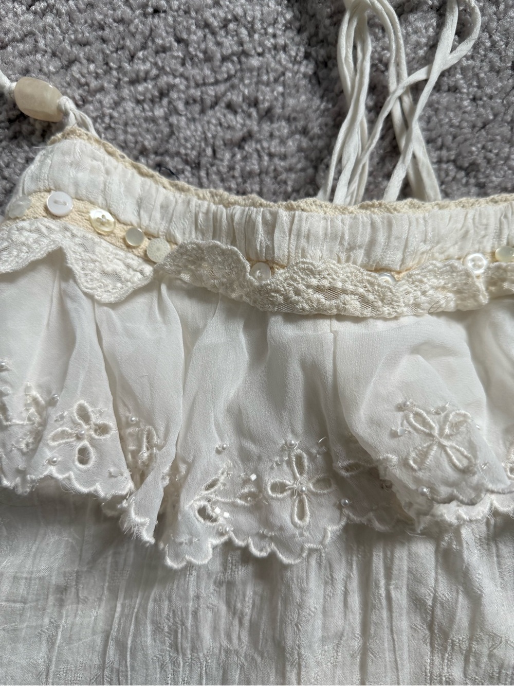 Kimchi Blue Cream Lace-Trim Ruffled Camisole - Picture 4 of 6